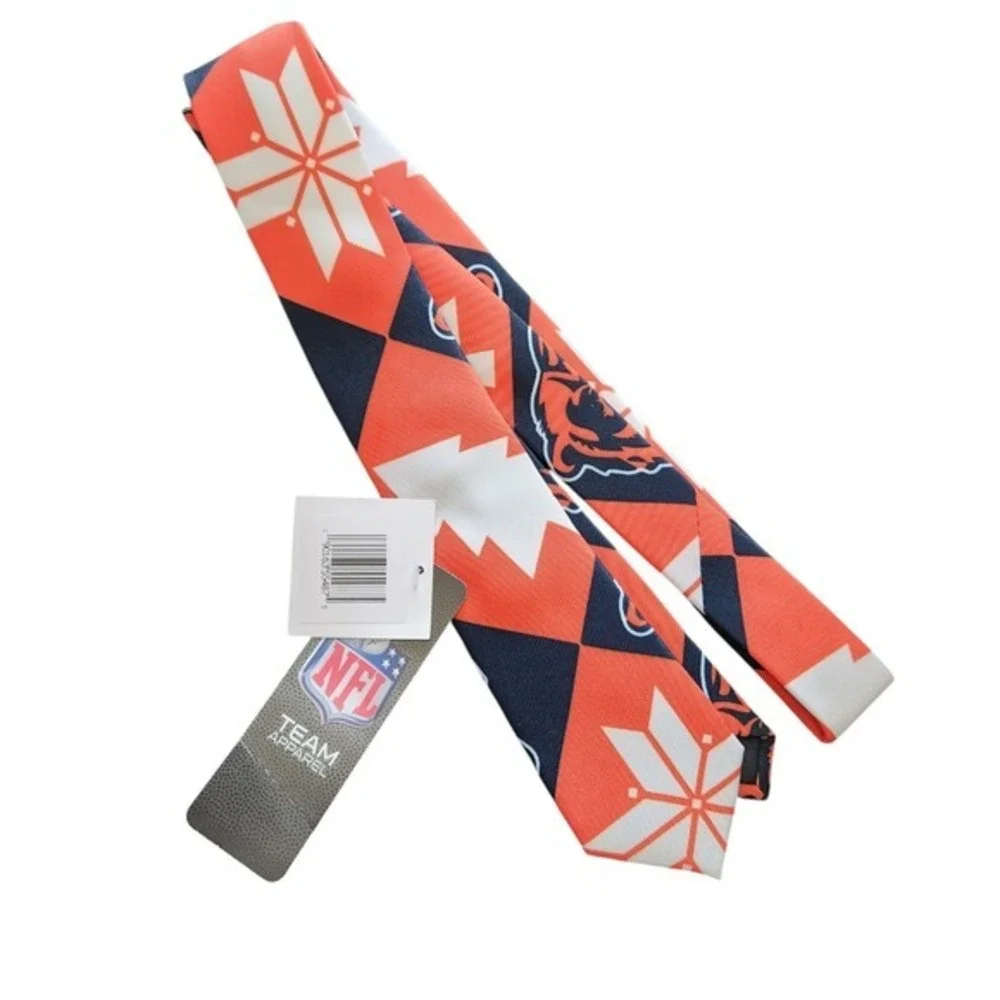 Chicago Bears Necktie Blue/Orange Holiday Formal Football Logo NFL Snowflake NWT
